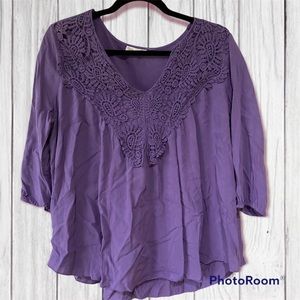 Urban Doll Crochet Detail Purple Shirt